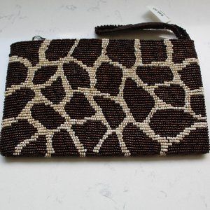 about color giraffe beaded clutch